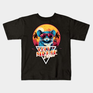 Retro Wave Grey Mouse Vibes Kids T-Shirt